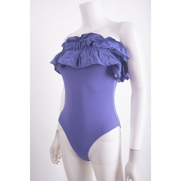 Zara Womens Swim Bathing Suit One Piece Ruffle Purple XS X-Small 2856/046 NWOT - Picture 3 of 6